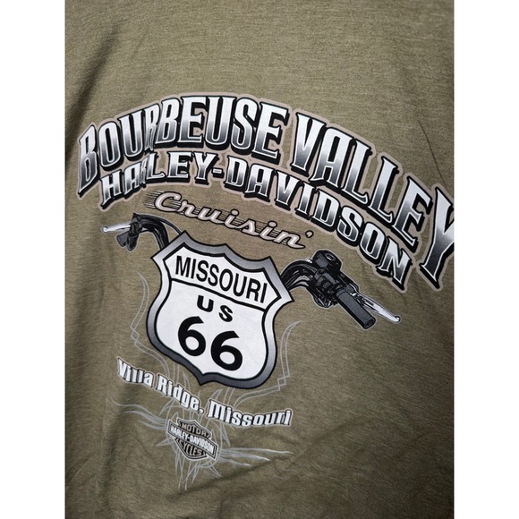 Harley Davidson Motorcycles Eagle Engine Graphic T Shirt Olive Green 4XL - Picture 5 of 6